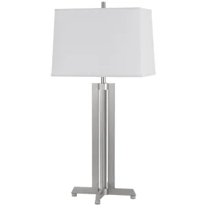 100w Lakewood Metal Table Lamp With Rectangular Hardback Fabric Shade