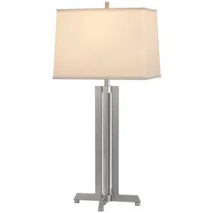 100w Lakewood Metal Table Lamp With Rectangular Hardback Fabric Shade