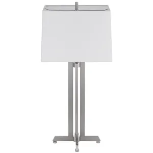 100w Lakewood Metal Table Lamp With Rectangular Hardback Fabric Shade