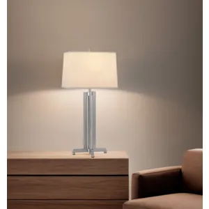 100w Lakewood Metal Table Lamp With Rectangular Hardback Fabric Shade