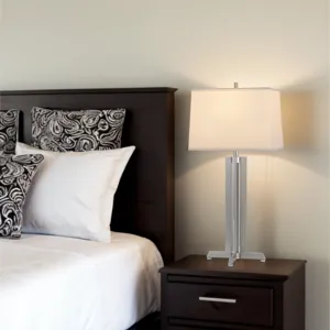 100w Lakewood Metal Table Lamp With Rectangular Hardback Fabric Shade
