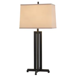 100w Lakewood Metal Table Lamp With Rectangular Hardback Fabric Shade