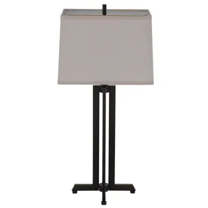 100w Lakewood Metal Table Lamp With Rectangular Hardback Fabric Shade