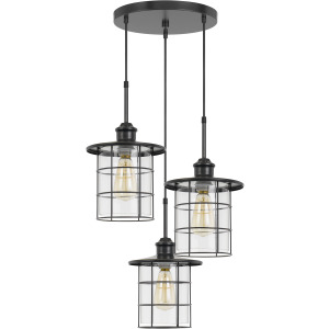 60w X 3 Silverton Metal/Glass Pendant Fixture(Edison Bulbs Included)
