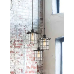 60w X 3 Silverton Metal/Glass Pendant Fixture(Edison Bulbs Included)