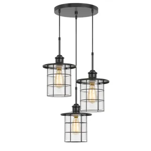 60w X 3 Silverton Metal/Glass Pendant Fixture(Edison Bulbs Included)