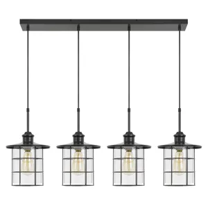 60w X 4 Silverton Metal/Glass Pendant Fixture(Edison Bulbs Included)