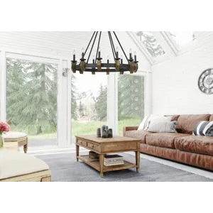 60w X 12 Cruz Metal/Wood Chandelier