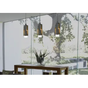 60w Reggio Wood Pendant Glass Fixture(Edison Bulb Not Included)