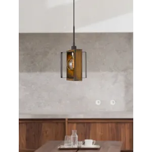 60w Agrigento Pine Wood/Metal Mini Pendant Fixture(Edison Bulb Included)