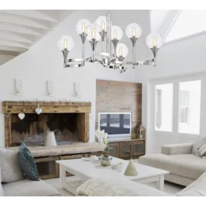 15w X 8 Milbank Metal Chandelier And Clear Round Glass Shades