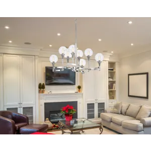 15w X 8 Milbank Metal Chandelier And Clear Round Glass Shades