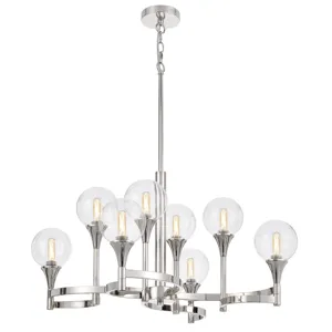 15w X 8 Milbank Metal Chandelier And Clear Round Glass Shades