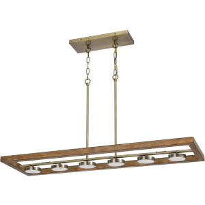 5w X 6, 30w, 3000k, 2200 Lumen Kelso Dimmable Intergrated LED Rubber Wood Island Chandelier