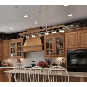 5w X 6, 30w, 3000k, 2200 Lumen Kelso Dimmable Intergrated LED Rubber Wood Island Chandelier