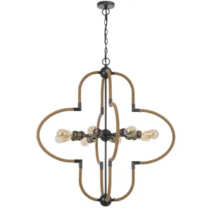 60w X 8 Tahoka Metal Chandelier With Burlap Wrapped Frame