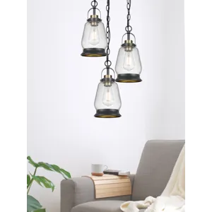 60w Kavala Metal Pendant Light With Glass Shade