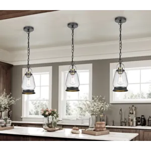 60w Kavala Metal Pendant Light With Glass Shade