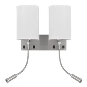 60w X 2 Lakewood Wall Lamp With Two 1w Intergrated LED Reading Lamps