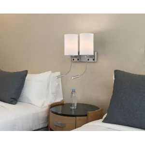 60w X 2 Lakewood Wall Lamp With Two 1w Intergrated LED Reading Lamps