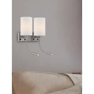 60w X 2 Lakewood Wall Lamp With Two 1w Intergrated LED Reading Lamps