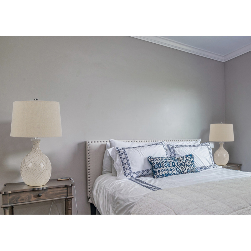 3 Way Bogalusa Ceramic Table Lamp - Set of 2 - Thumbnail 4