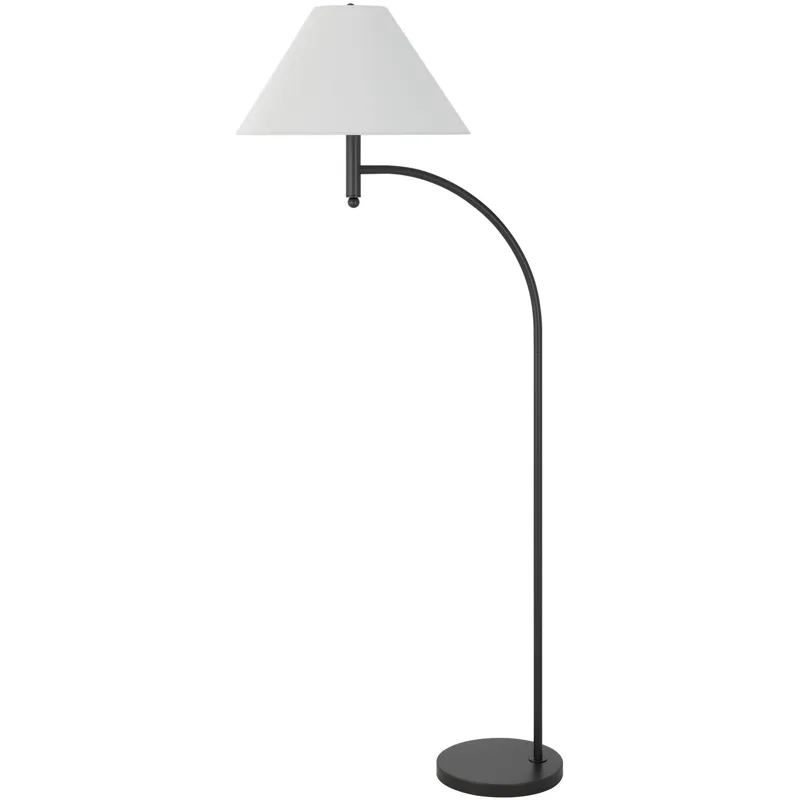 Mosley 150w 3 Way Groton Metal Mini Arc Floor Lamp With Hardback Fabric Shade