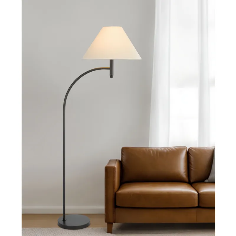 Mosley 150w 3 Way Groton Metal Mini Arc Floor Lamp With Hardback Fabric Shade
