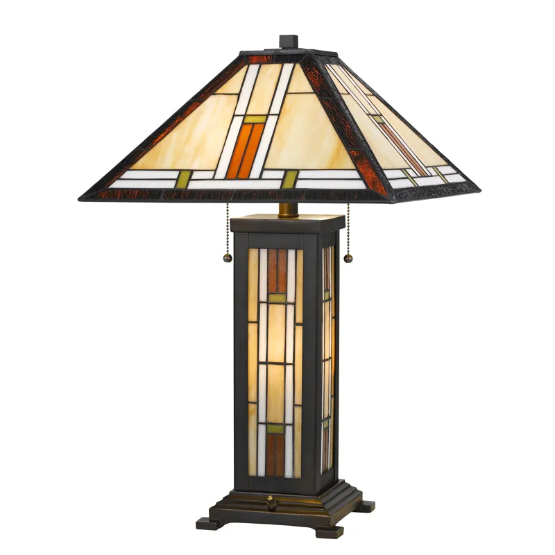 60w X 2 Tiffany Table Lamp With 7w Night Light