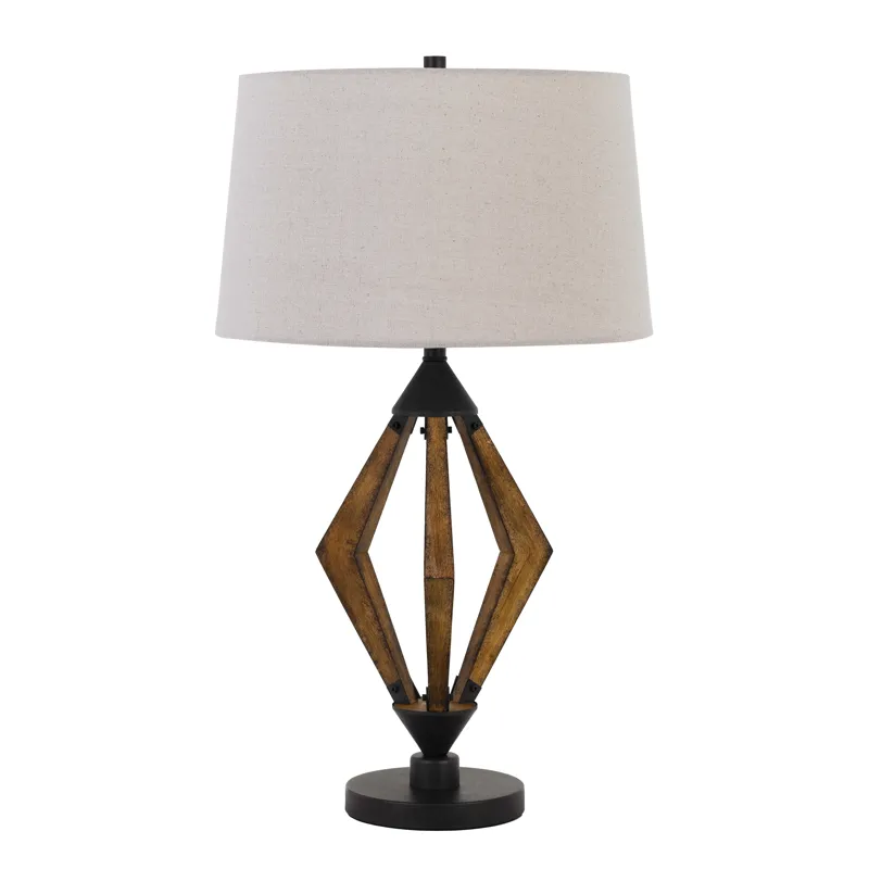 Valence 150w 3 Way Metal/Pine Wood Table Lamp