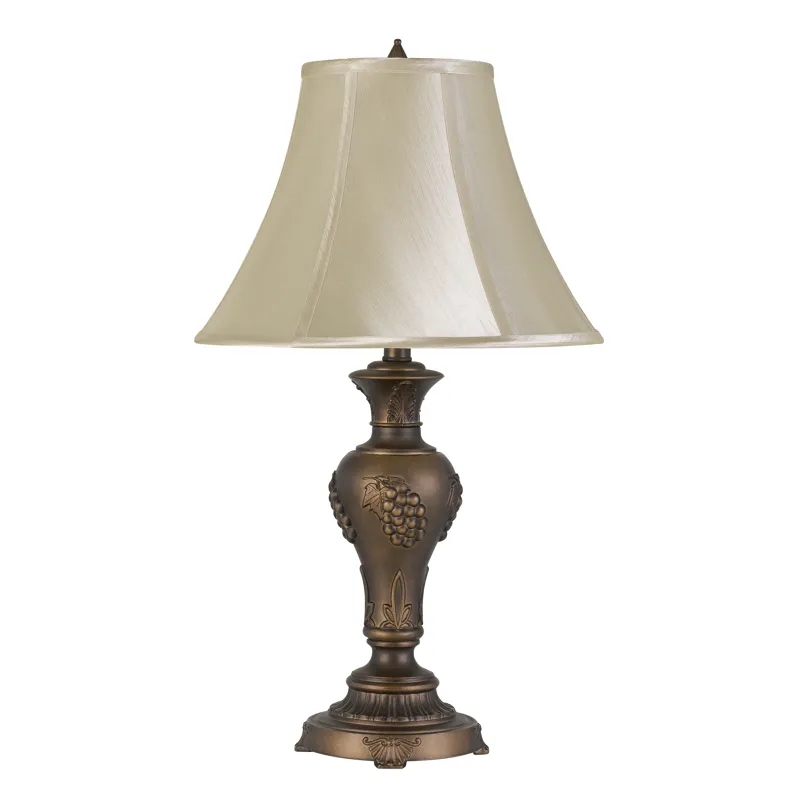100w Cavan Aluminum Casted Table Lamp With Softback Faux Silk Shade