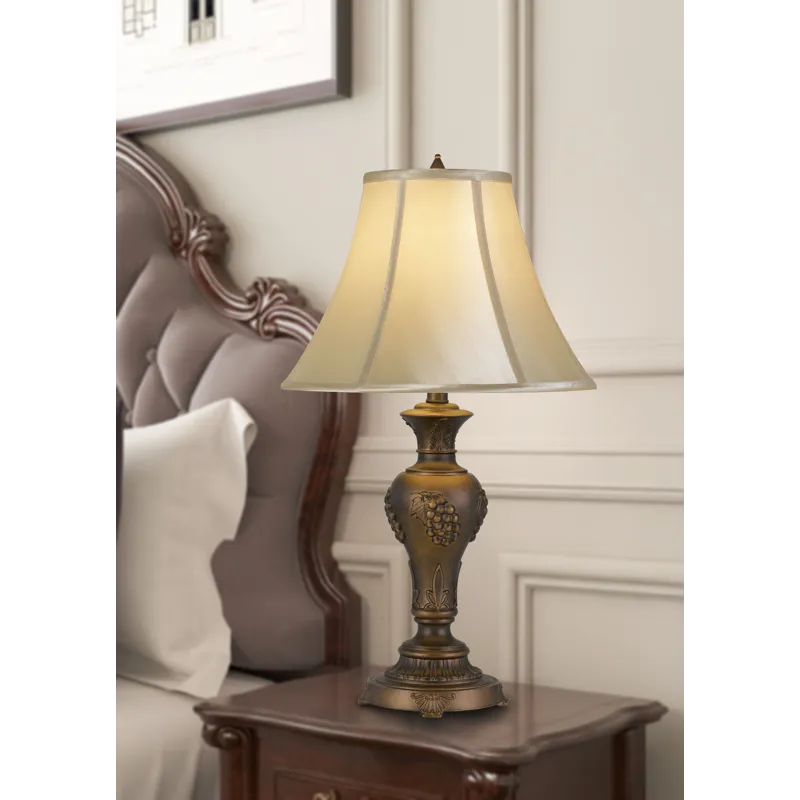 100w Cavan Aluminum Casted Table Lamp With Softback Faux Silk Shade