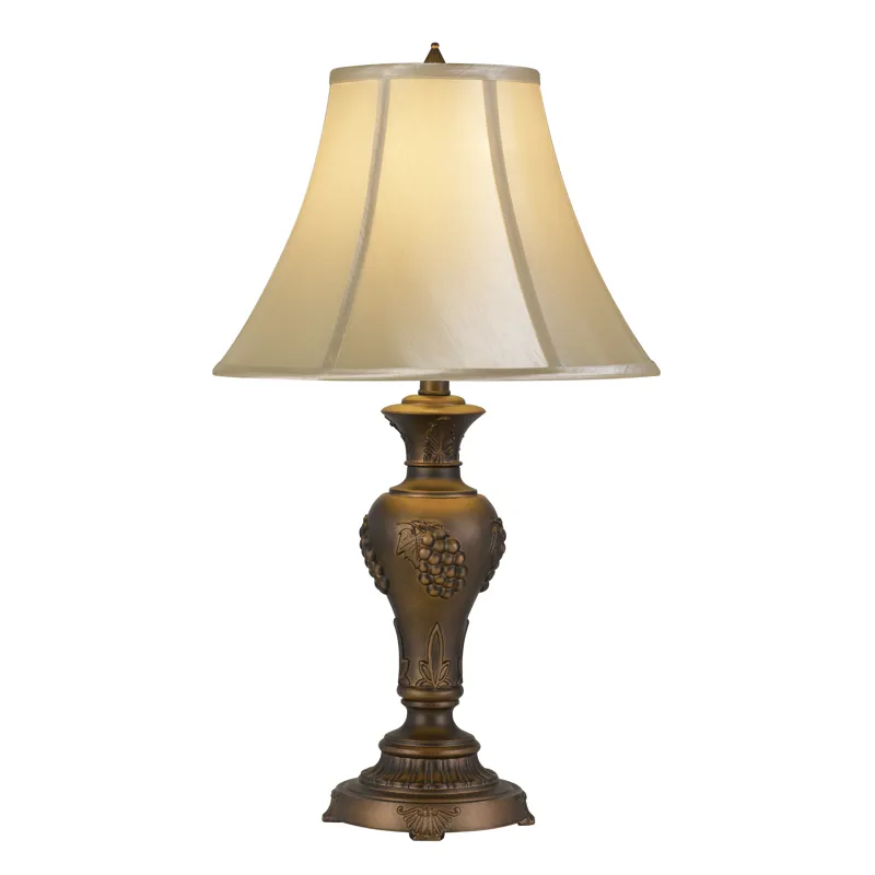 100w Cavan Aluminum Casted Table Lamp With Softback Faux Silk Shade