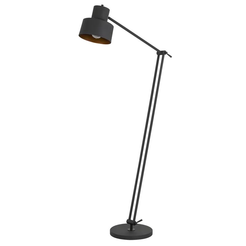 60w Davidson Metal Floor Lamp With Weighted Base, Adjustable Upper And Lower Arms. On Off Socket Swi
