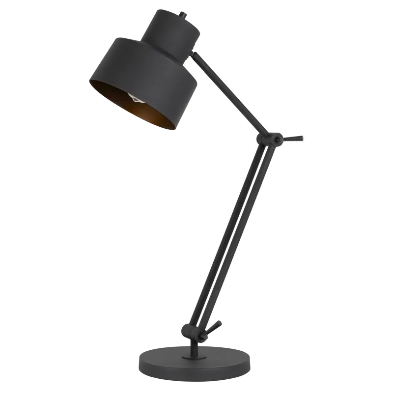 60w Davidson Metal Desk Lamp With Weighted Base, Adjustable Upper And Lower Arms. On Off Socket Swit