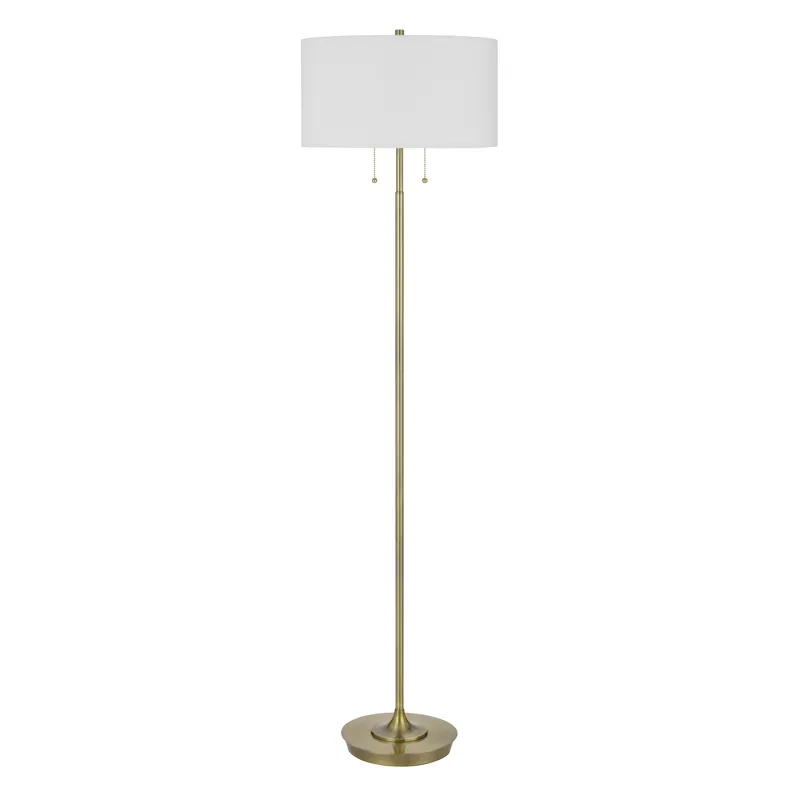 Kendal Metal Floor Lamp With Pull Chain Switch, Drum Fabric Shade