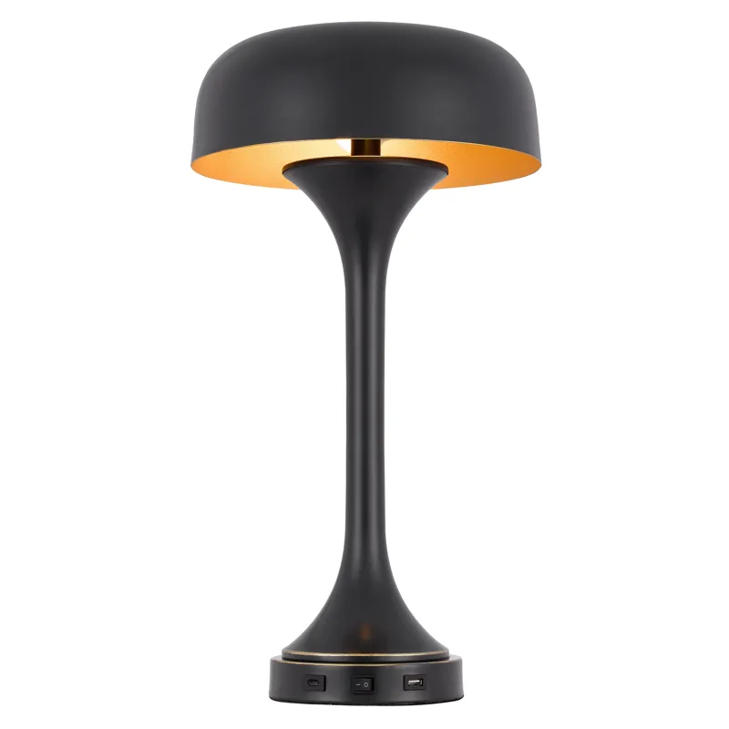 40w X 2 Mushroom Cloud Metal Desk Lamp With 1 USB And 1 Type C USB Charging Ports