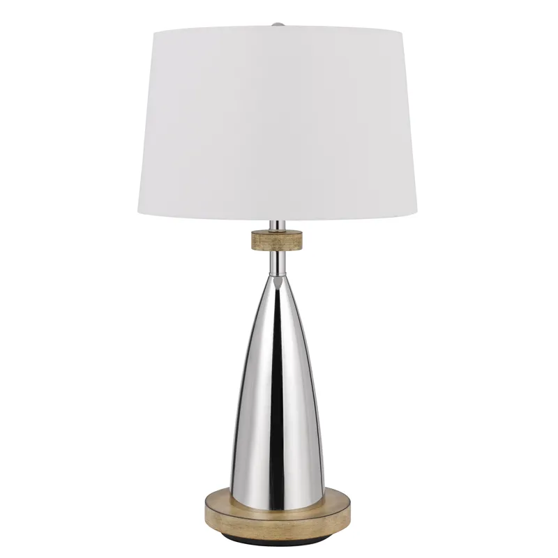 150w 3 Way Lockport Metal Table Lamp With Faux Wood Finish