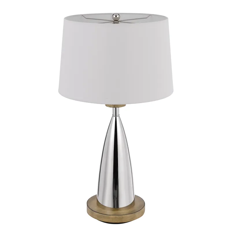 150w 3 Way Lockport Metal Table Lamp With Faux Wood Finish