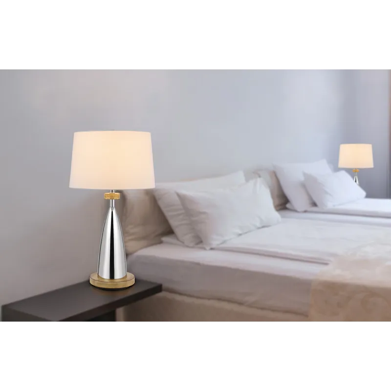 150w 3 Way Lockport Metal Table Lamp With Faux Wood Finish