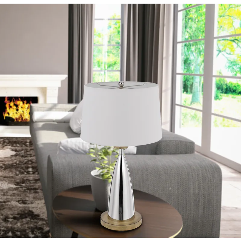 150w 3 Way Lockport Metal Table Lamp With Faux Wood Finish