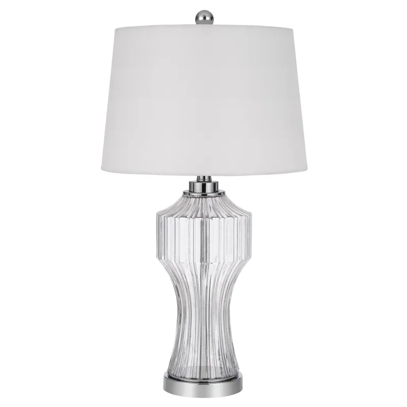 100w 3 Way Reston Column Glass Table Lamp