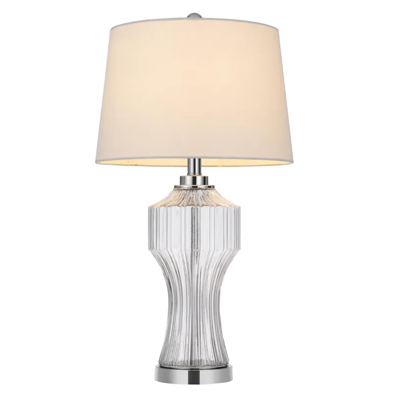 100w 3 Way Reston Column Glass Table Lamp