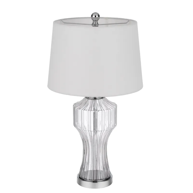 100w 3 Way Reston Column Glass Table Lamp