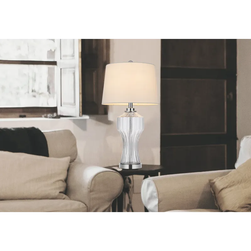100w 3 Way Reston Column Glass Table Lamp