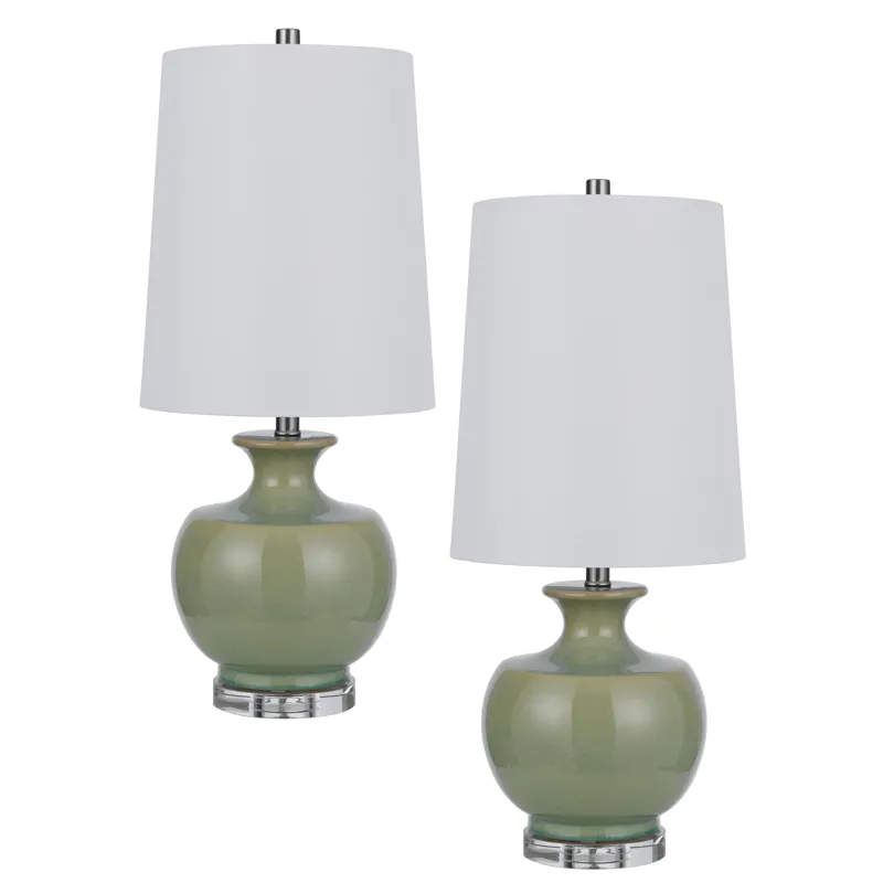100w Kawela Ceramic Table Lamp With Crystal Base. Sold In Pairs