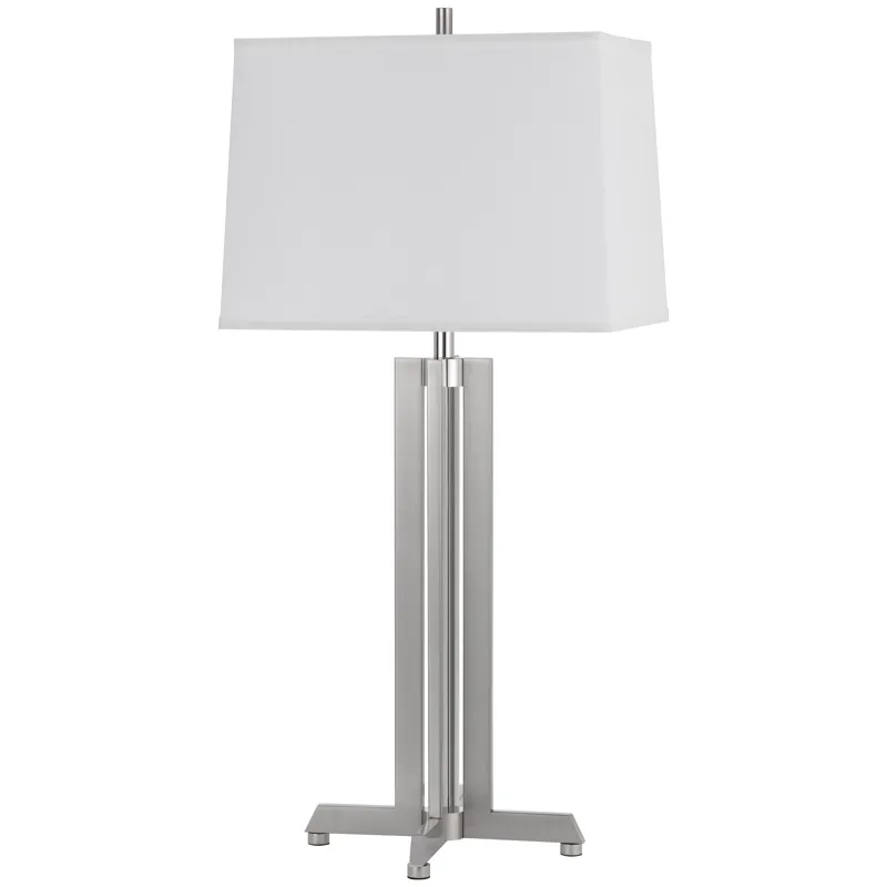 100w Lakewood Metal Table Lamp With Rectangular Hardback Fabric Shade
