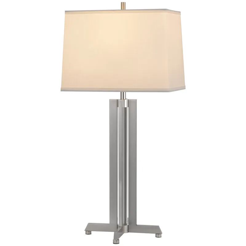100w Lakewood Metal Table Lamp With Rectangular Hardback Fabric Shade