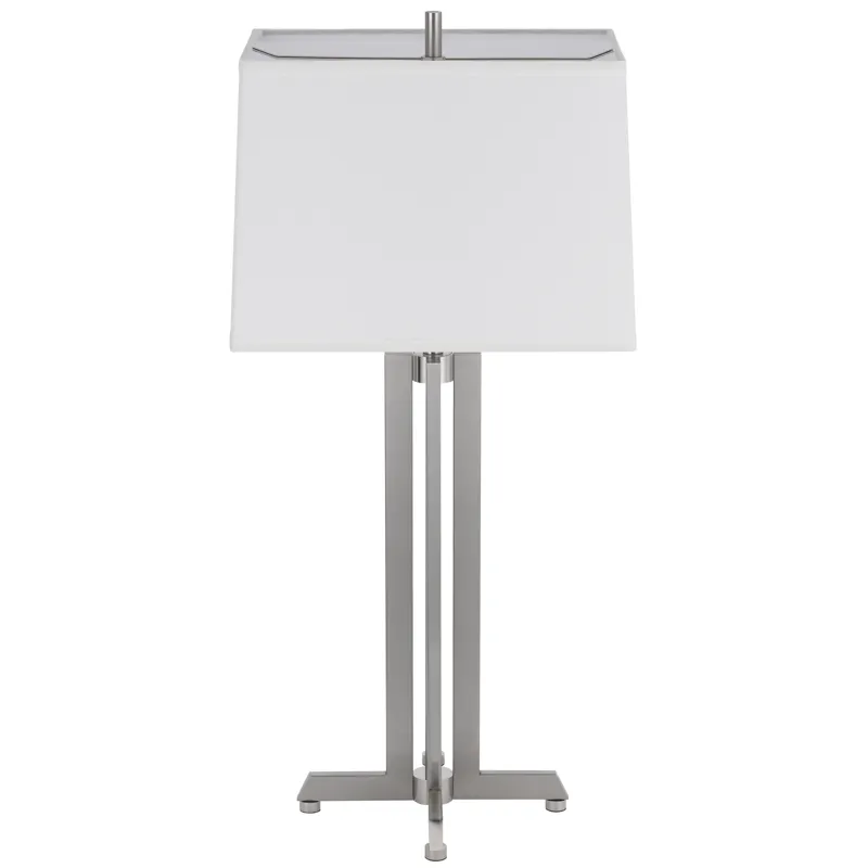 100w Lakewood Metal Table Lamp With Rectangular Hardback Fabric Shade