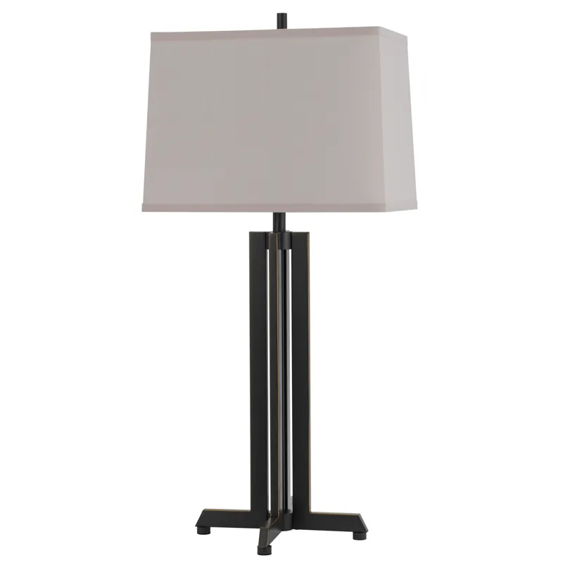 100w Lakewood Metal Table Lamp With Rectangular Hardback Fabric Shade